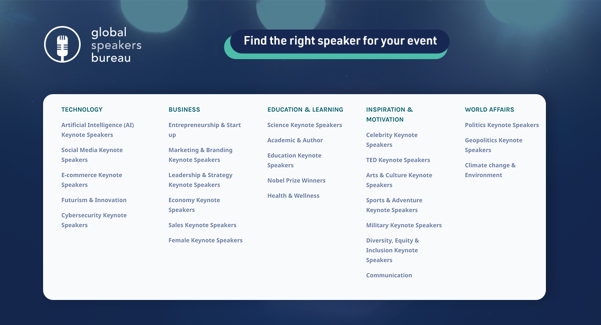 our speakers - Global Speakers Bureau
